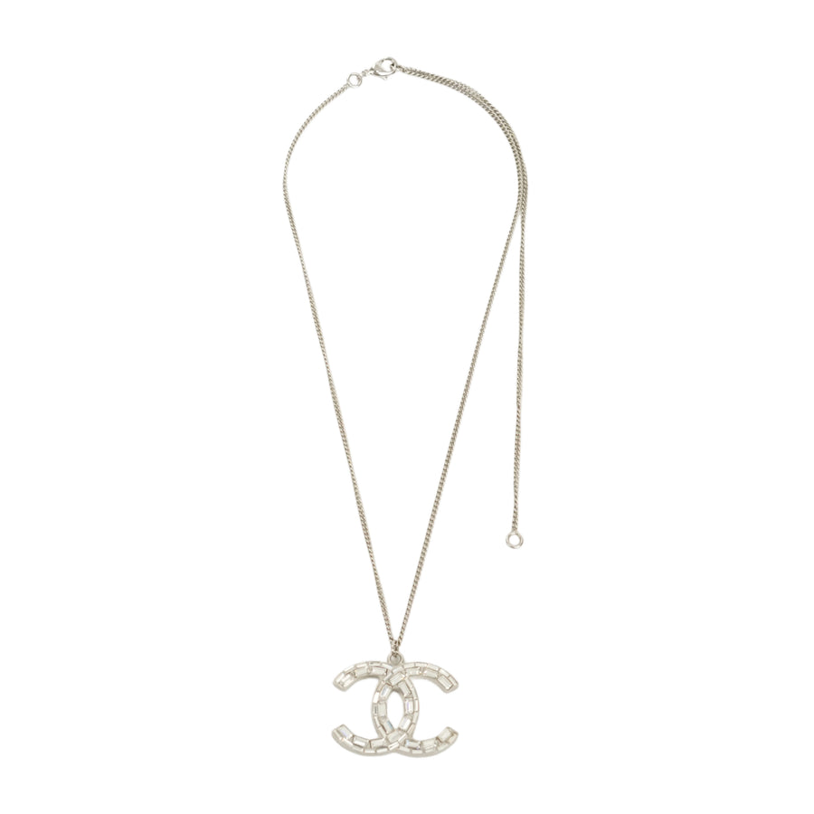 CHANEL Coco Mark Square Rhinestone Reversible Necklace