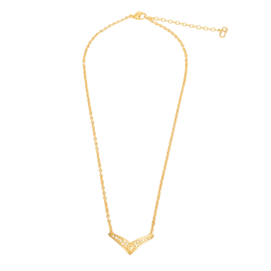 CHRISTIAN DIOR V-Shaped Rhinestone Necklace