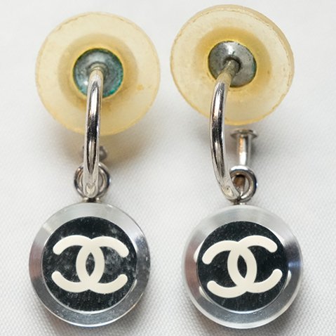 CHANEL 2003 Studs Silver Coco Mark  Earring