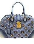 LOUIS VUITTON Denim Polka Dots Panama Bowly Canvas Navy Boston/Handbag M95418