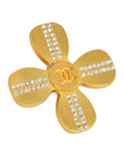 CHANEL Coco Mark Clover Rhinestone Brooch