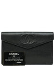 CHANEL 1997–1999 Coco Mark Caviar Leather Long Wallet / Pouch
