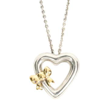 TIFFANY & CO. SV925 K18YG Open Heart Ribbon Necklace