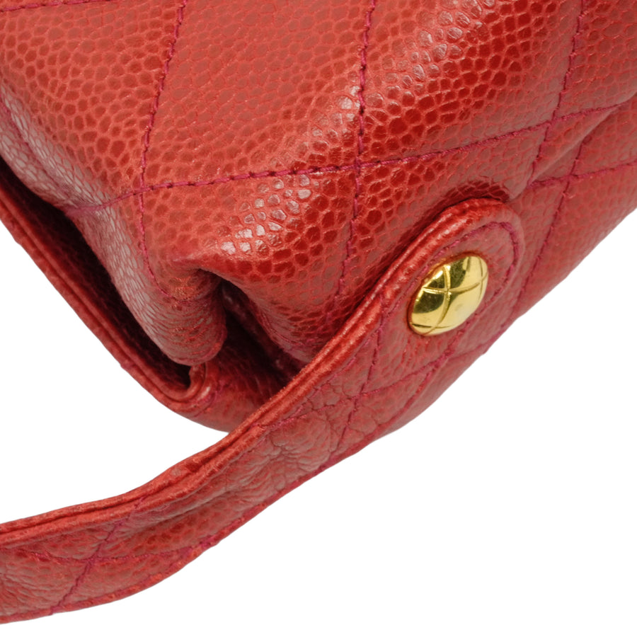CHANEL 1991–1994 Matelassé Coco Mark Caviar Skin Shoulder Bag