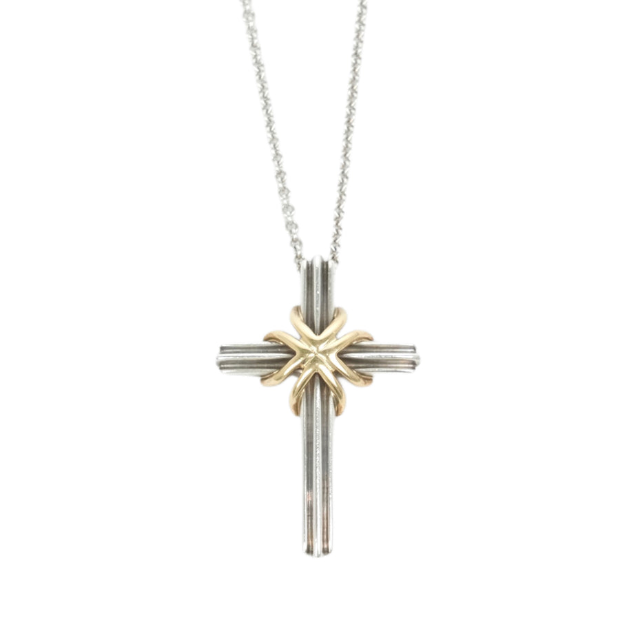 TIFFANY & CO. SV925 K18YG Signature Cross Necklace