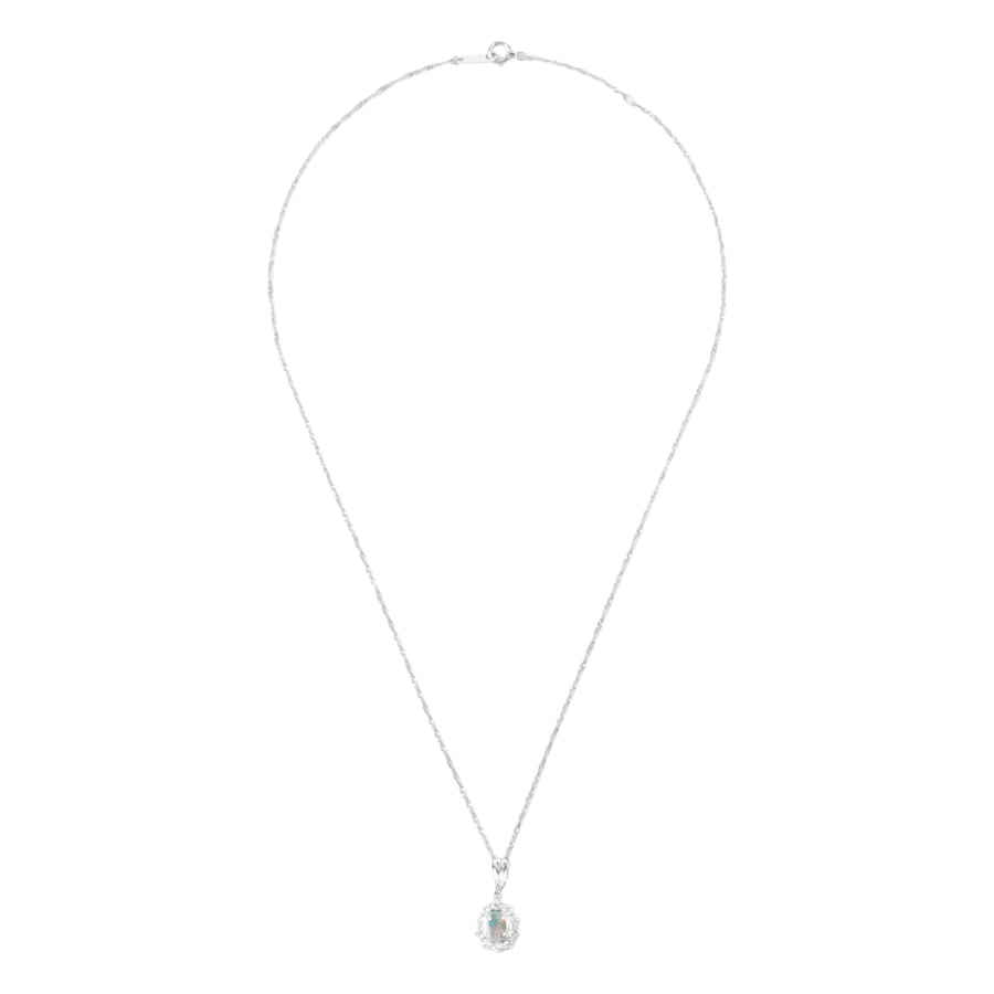 Opal Pt850 Gemstone Diamond Necklace