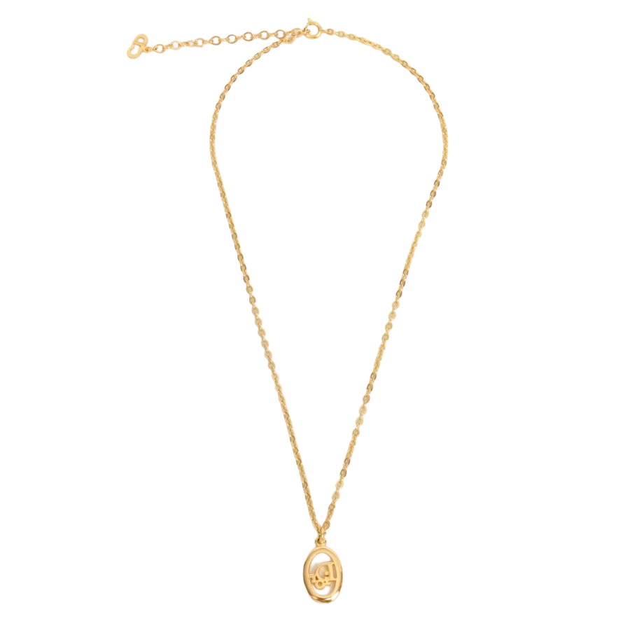 CHRISTIAN DIOR Logo Oval Necklace