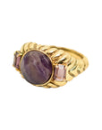 Vintage-Style Rhinestone Adjustable Ring(Gold-Plated Brass)