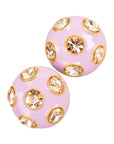 Vintage-Style Circle Motif Enamel Rhinestone Earrings