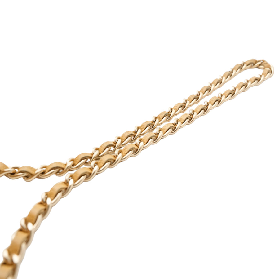CHANEL 2003-2004 Embossed Logo Chain Double-Front Flap Shoulder Bag