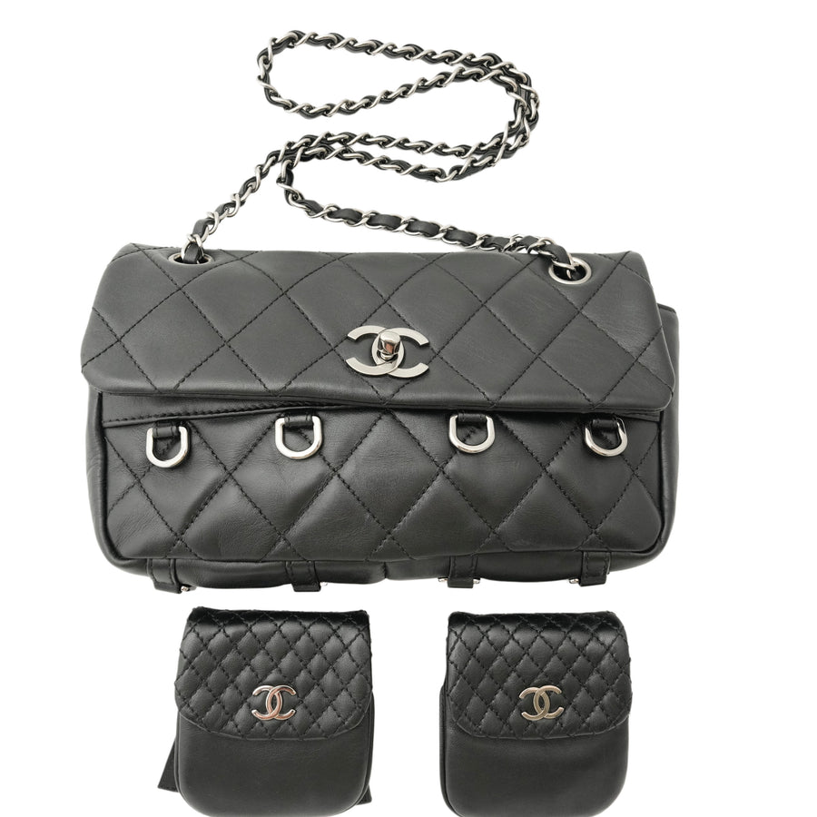 CHANEL 2006–2008 Matelassé Turn-Lock Multi-Pochette Lambskin Shoulder Bag