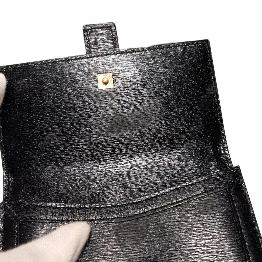 GUCCI Leather Logo W-Hook Compact Wallet