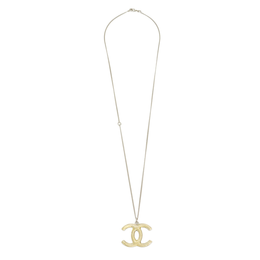 CHANEL Coco Mark Square Rhinestone Reversible Necklace
