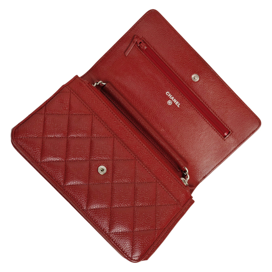 CHANEL 2014 Matelasse Caviar Skin Chain Wallet / Shoulder Bag