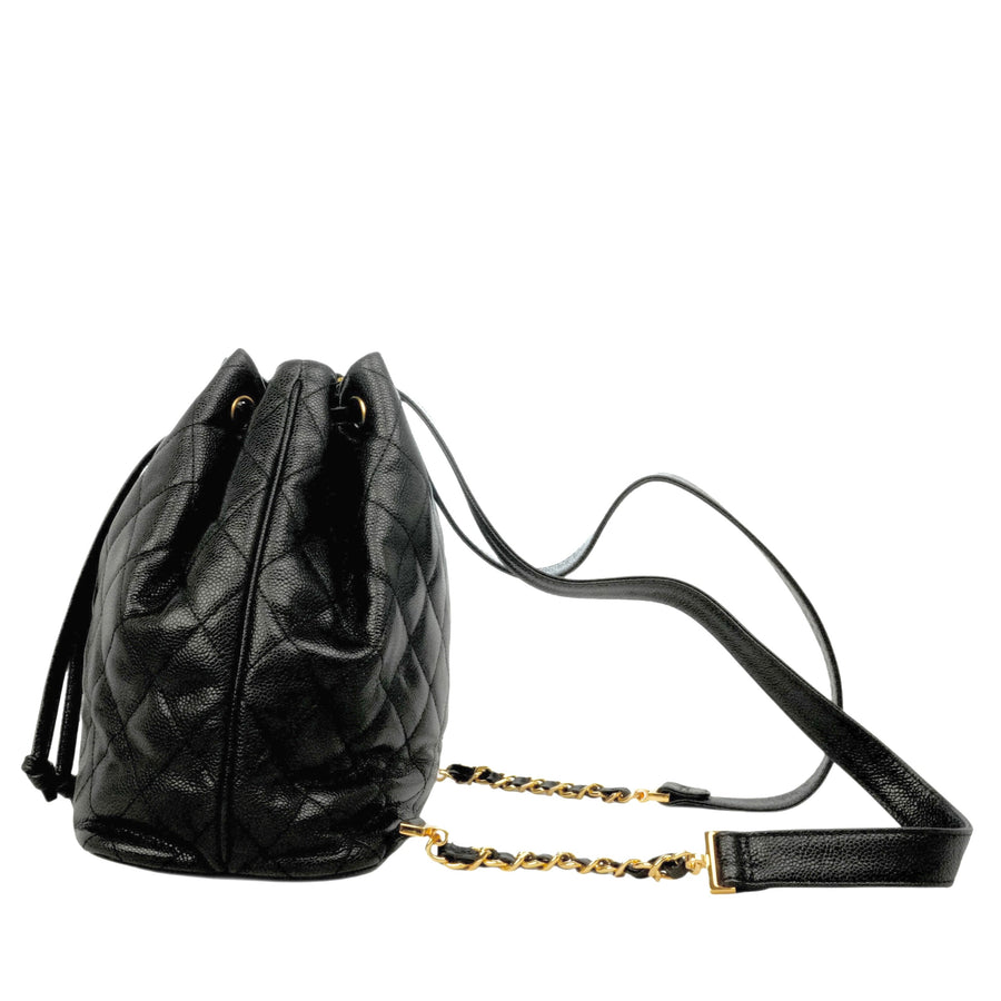 CHANEL 1994–1996 Drawstring Style Caviar Leather Backpack / Handbag