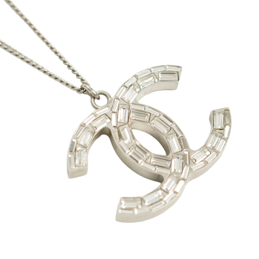 CHANEL Coco Mark Square Rhinestone Reversible Necklace