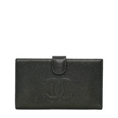 CHANEL 2003–2004 Coco Mark Caviar Skin Bifold Long Wallet