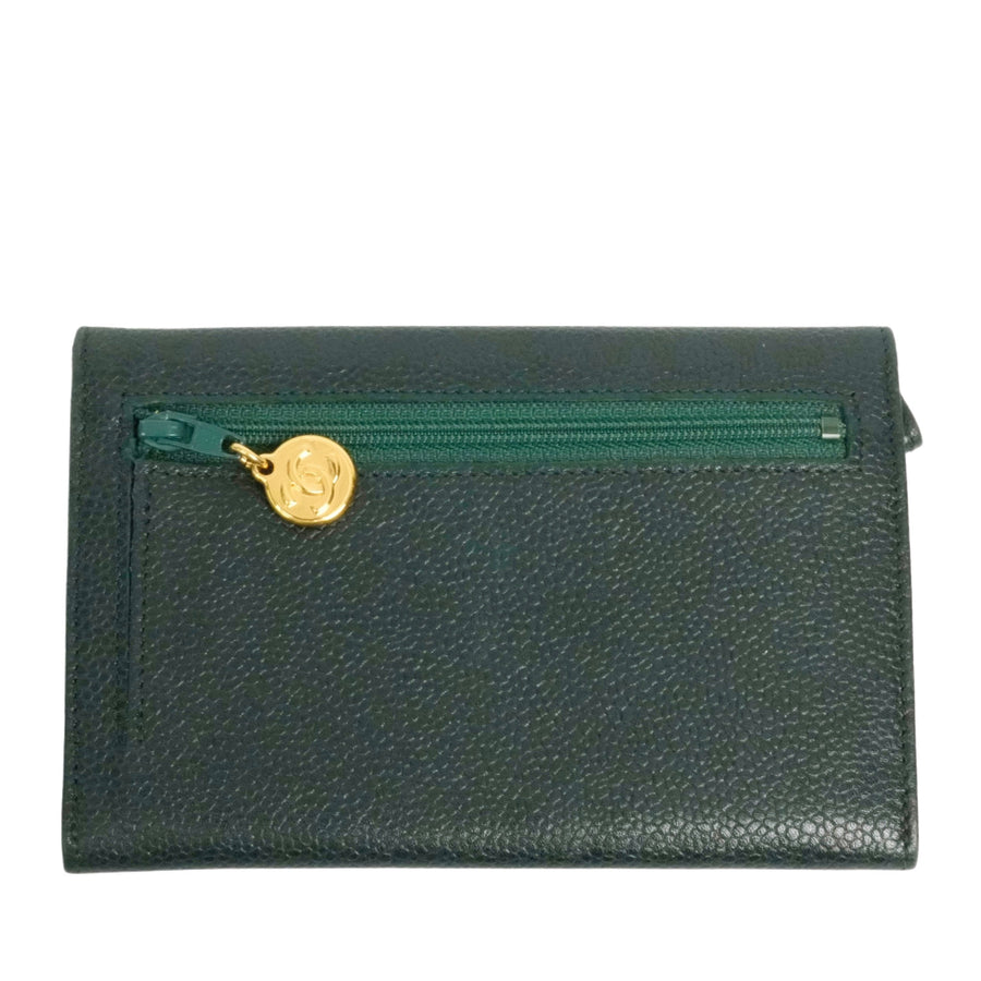 CHANEL 1996–1997 Coco Mark Caviar Leather Bi-Fold Long Wallet