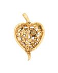 Vintage-Style Leaf Motif Rhinestone Brooch(Gold-Plated Brass)