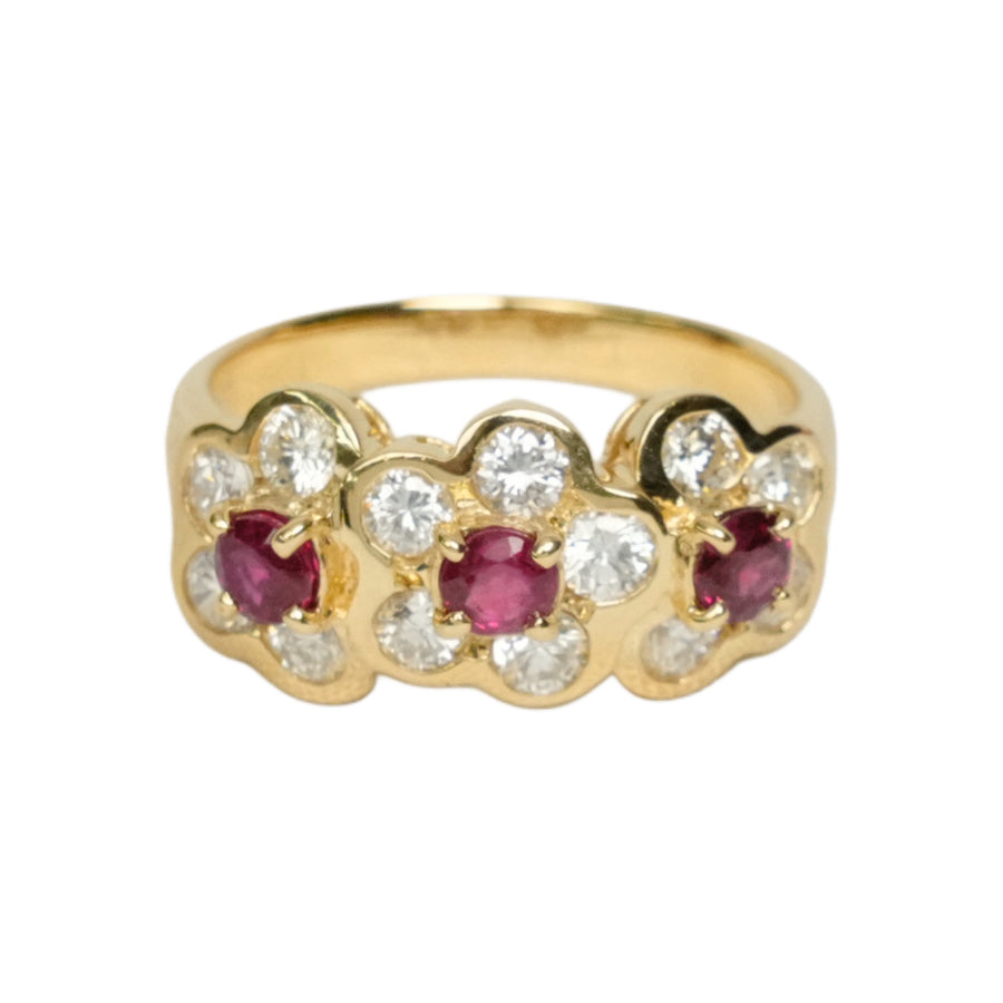 K18 Natural Ruby 0.60ct Diamond 0.83ct Ring