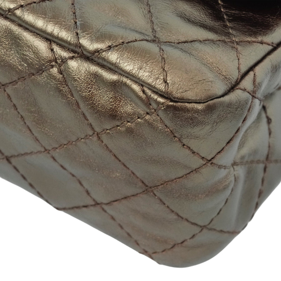 CHANEL 2008-2009 2.55 Matelassé Chain Double Flap Shoulder Bag with Pouch