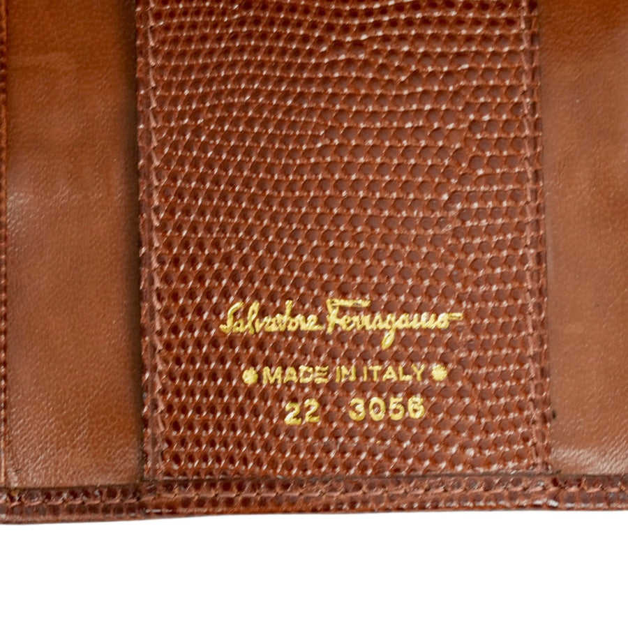 SALVATORE FERRAGAMO Lizard Pattern Vara Plate Key Case