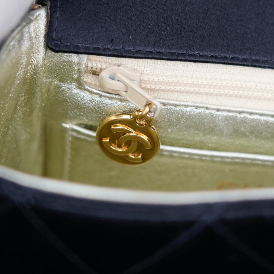 CHANEL 1991-1994 Mini MatelasseSatin Shoulder bag