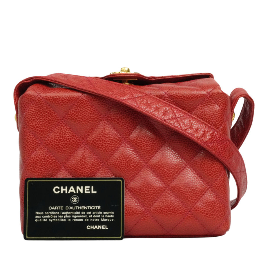 CHANEL 1991–1994 Matelassé Coco Mark Caviar Skin Shoulder Bag