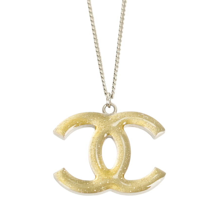 CHANEL Coco Mark Square Rhinestone Reversible Necklace