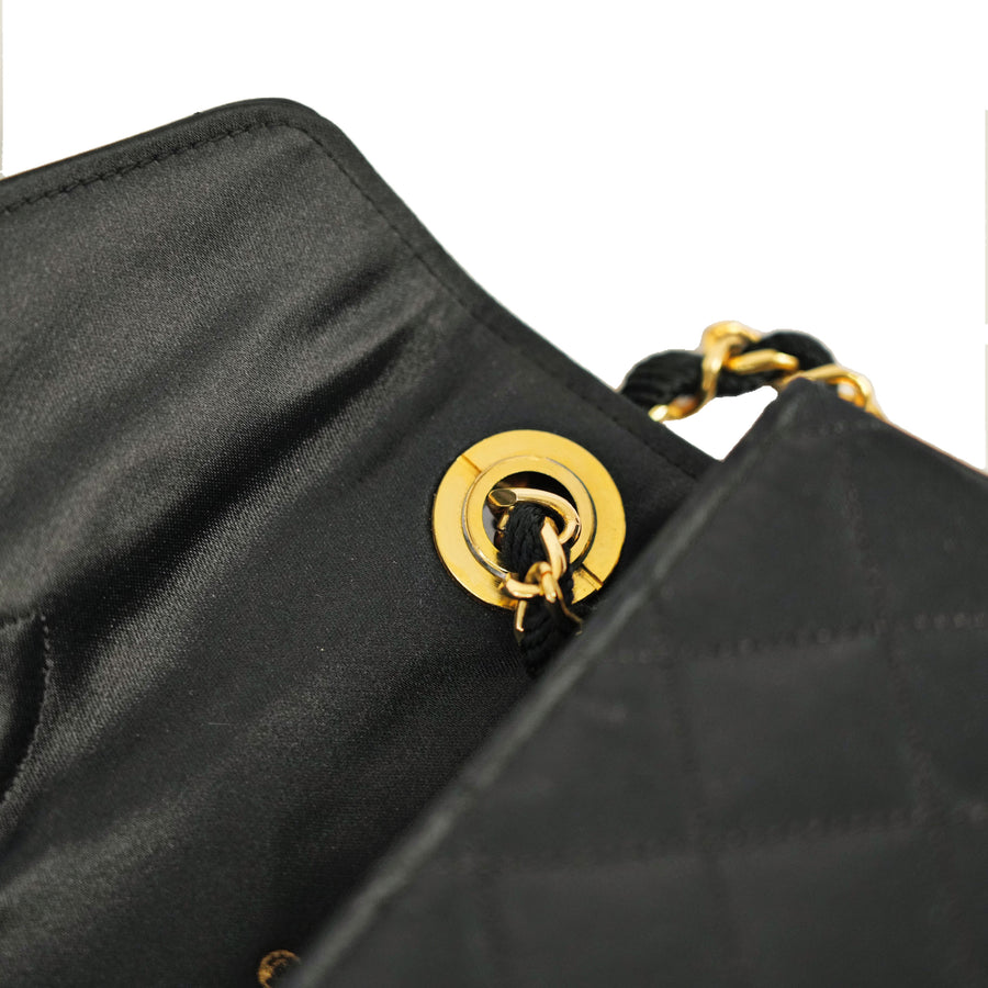 CHANEL 1986–1988 Matelassé Rhinestone Coco Mark Chain Shoulder Bag