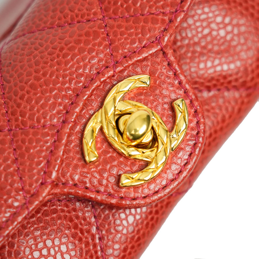 CHANEL 1991–1994 Matelassé Coco Mark Caviar Skin Shoulder Bag