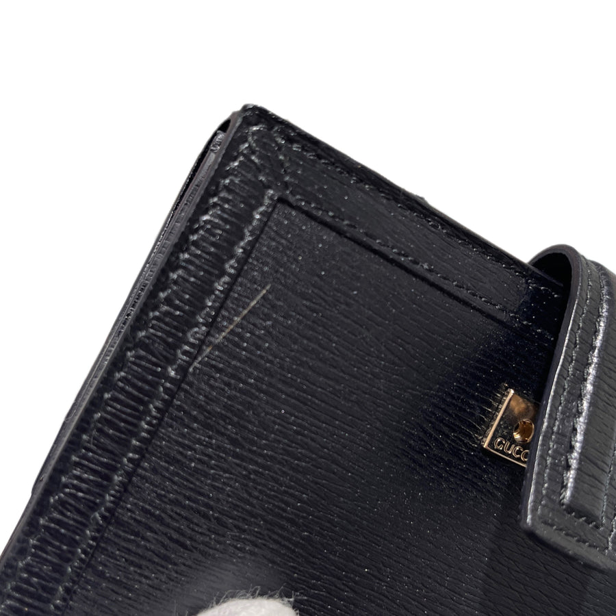 GUCCI Leather Logo W-Hook Compact Wallet