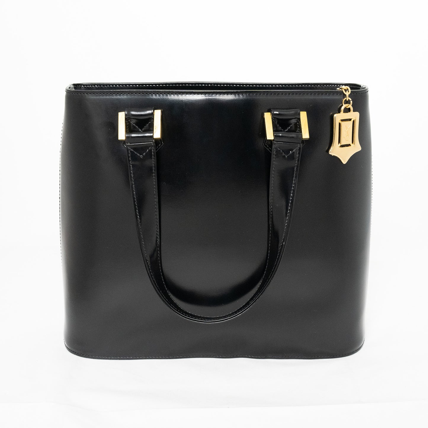 YVES SAINT LAURENT Cassandra Leather Black Gold Handbag