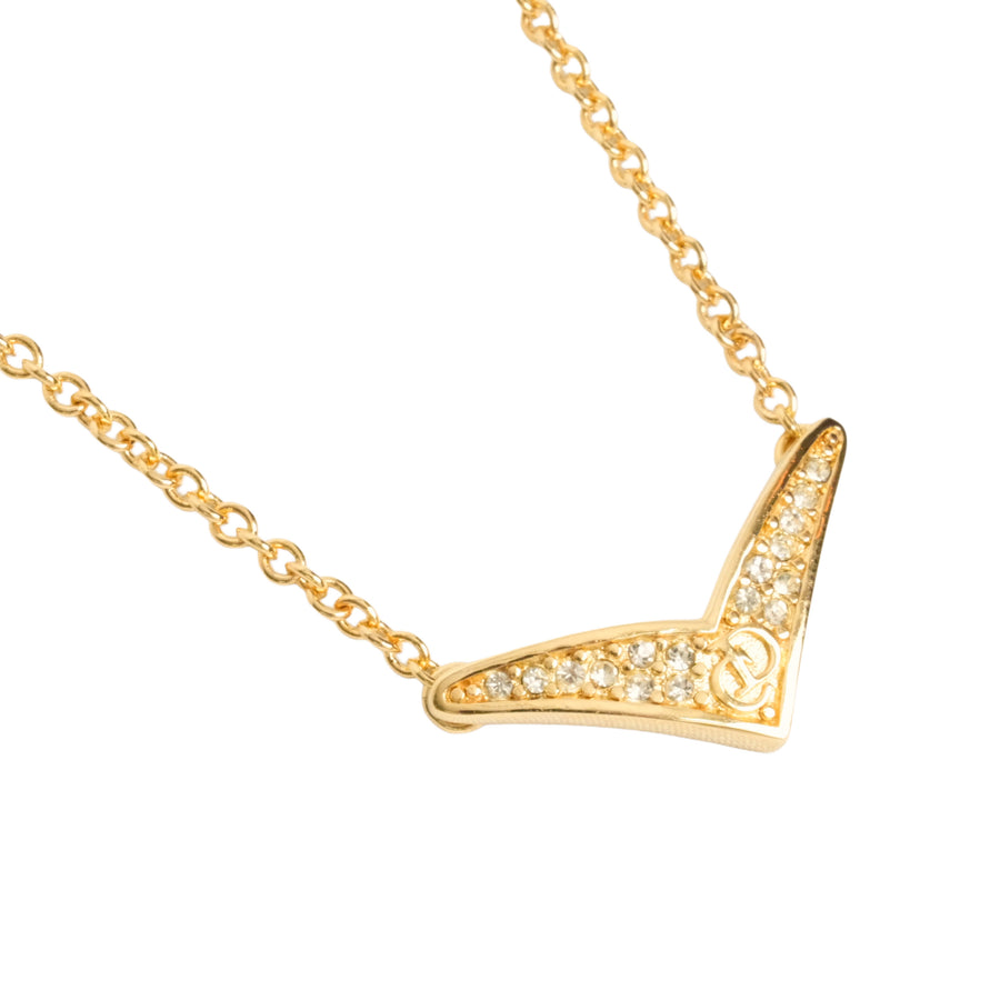 CHRISTIAN DIOR V-Shaped Rhinestone Necklace