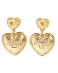 Vintage-Style Double Heart Motif Pink Rhinestone Earrings