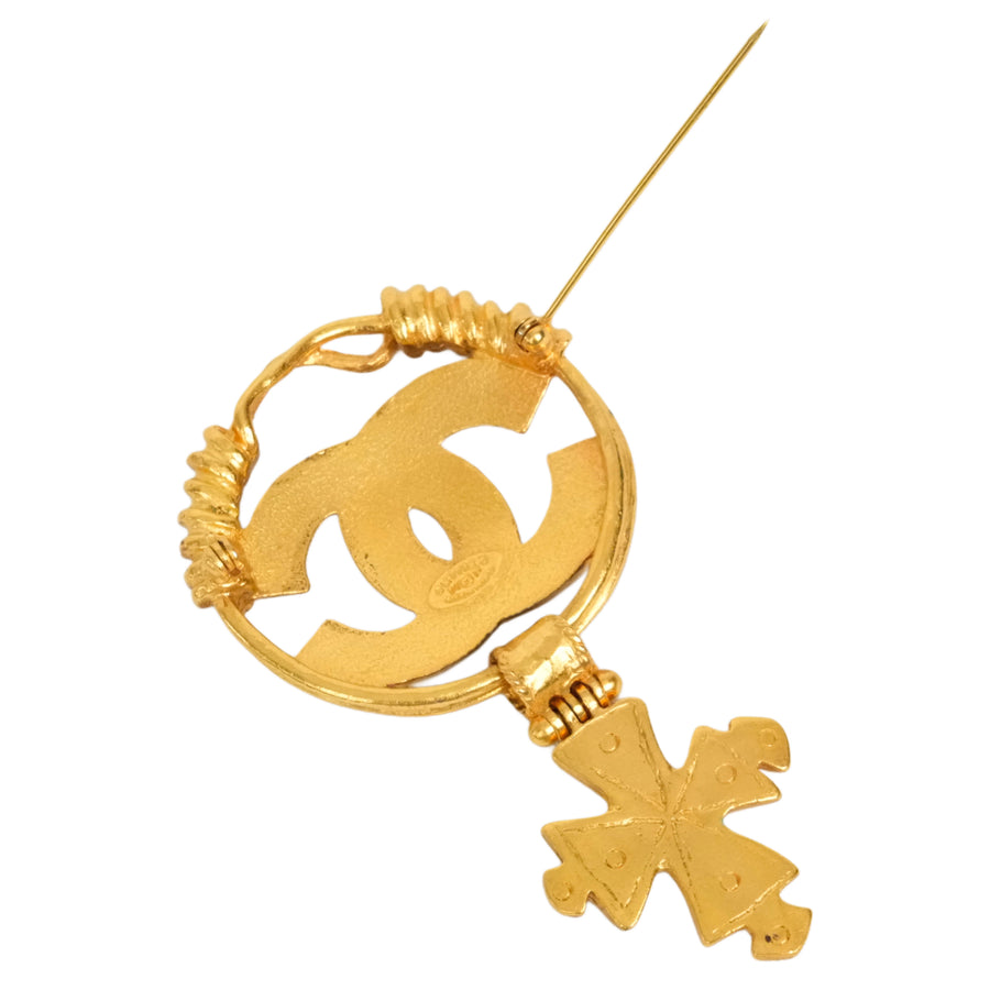 CHANEL Coco Mark Cross Motif Brooch