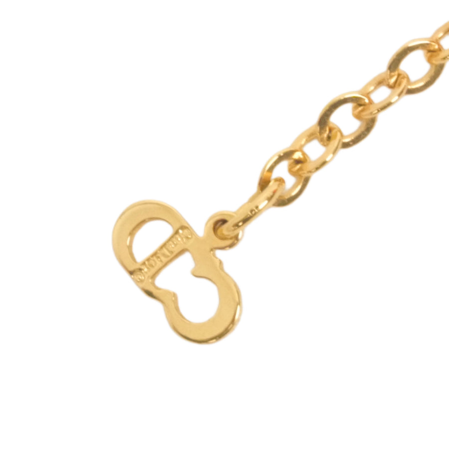 CHRISTIAN DIOR Logo Oval Rhinestone Necklace