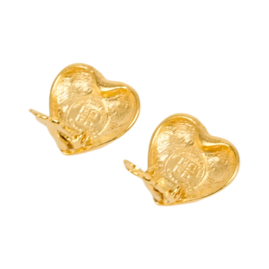 GIVENCHY Rhinestone Heart Earrings