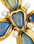 Vintage-Style Cross Motif Stone Brooch