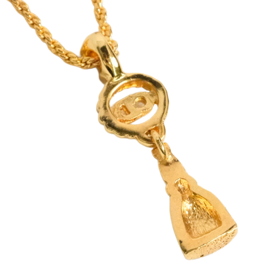 CHRISTIAN DIOR CD Logo Rhinestone Necklace