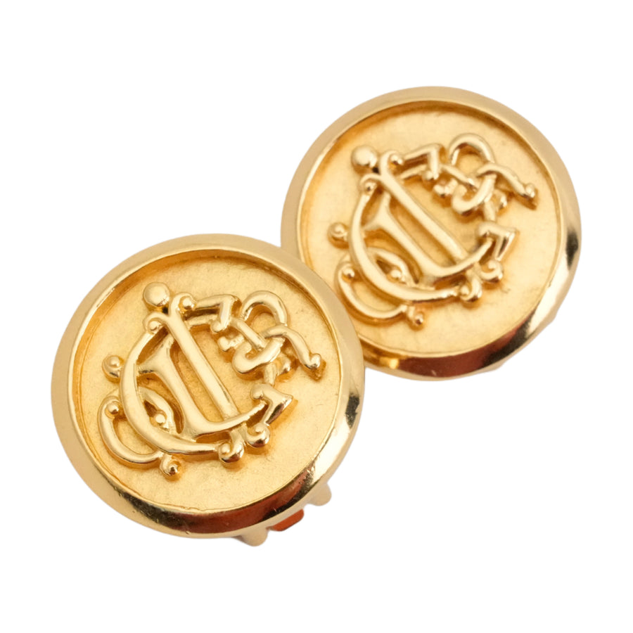 CHRISTIAN DIOR Emblem Round Circle Earring
