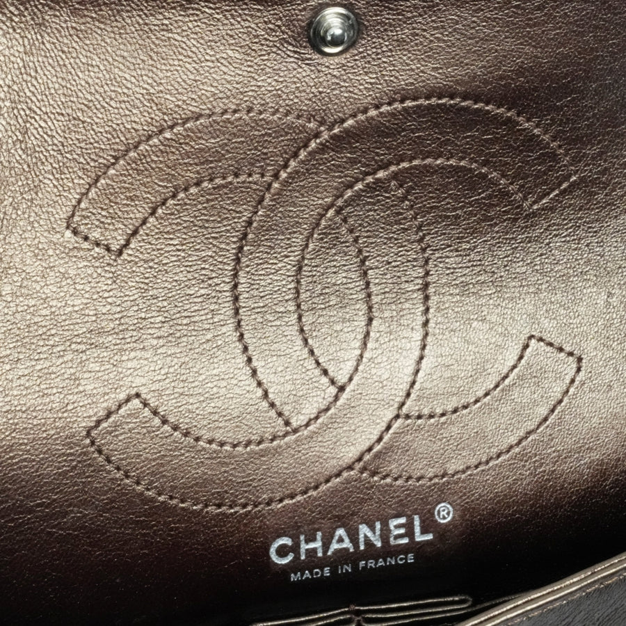 CHANEL 2008-2009 2.55 Matelassé Chain Double Flap Shoulder Bag with Pouch