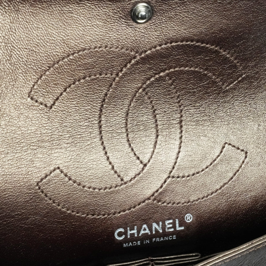 CHANEL 2008-2009 2.55 Matelassé Chain Double Flap Shoulder Bag with Pouch
