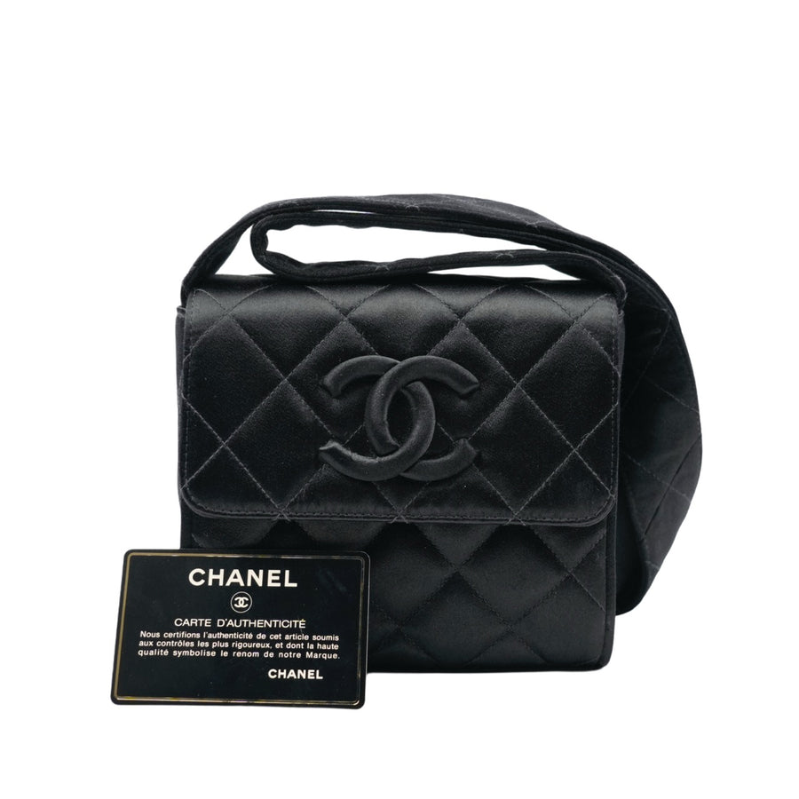 CHANEL 1991-1994 Mini MatelasseSatin Shoulder bag