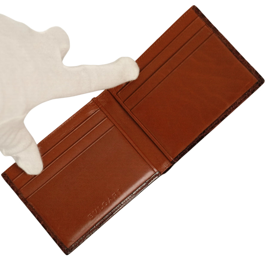 BVLGARI Crocodile Bi-Fold Wallet