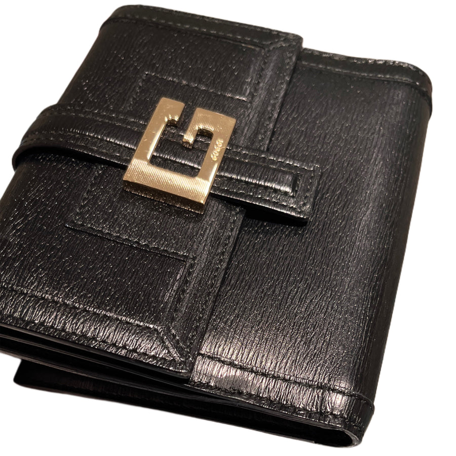 GUCCI Leather Logo W-Hook Compact Wallet