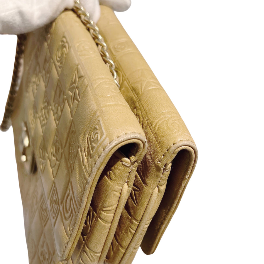CHANEL 2003-2004 Embossed Logo Chain Double-Front Flap Shoulder Bag