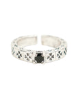 Vintage-Style Cross Motif Stone Open Ring