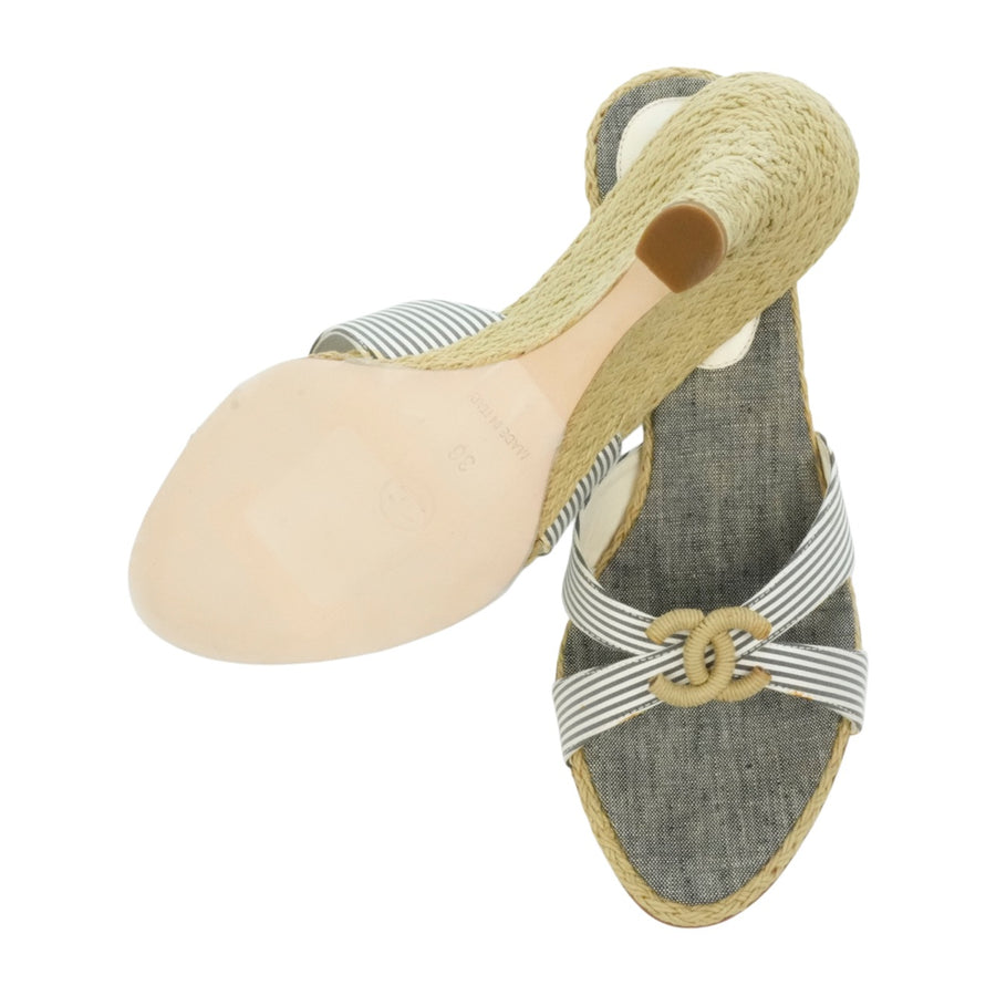 CHANEL Coco Mark Marine Mules Sandals