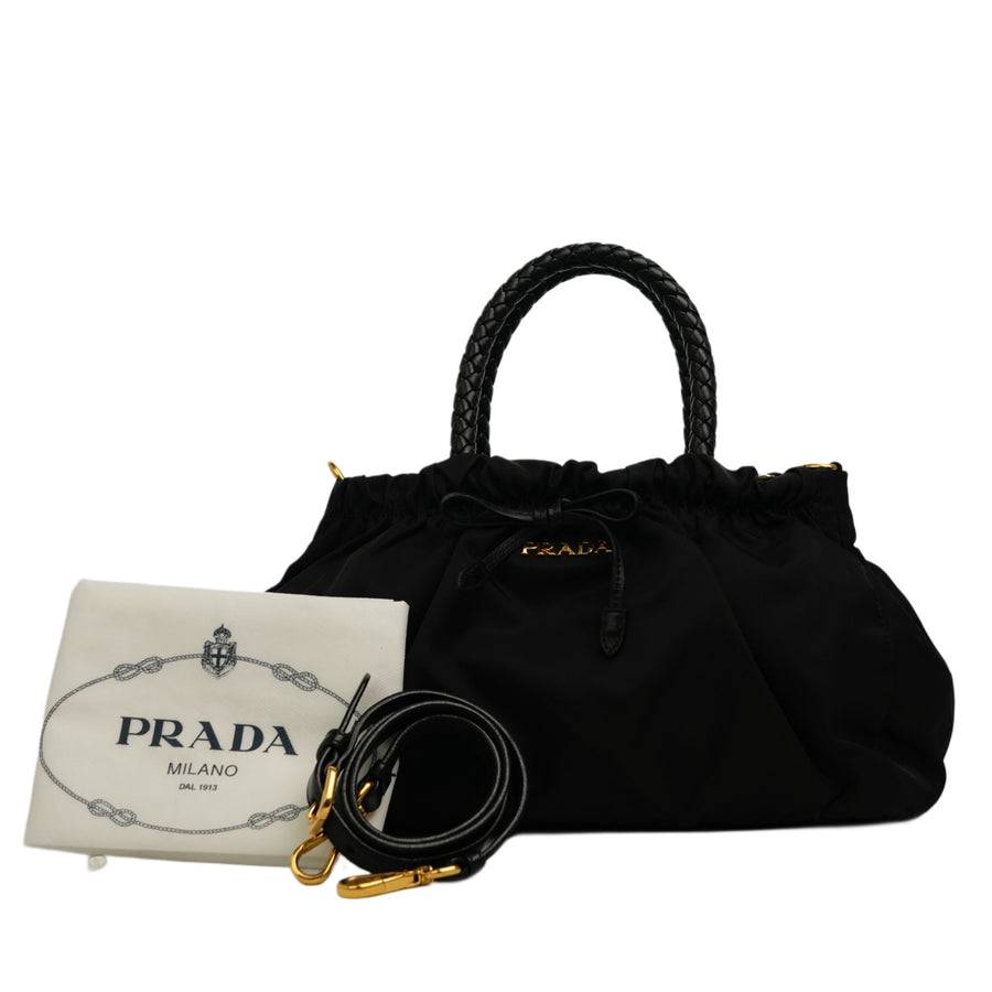 PRADA Nylon Ribbon Motif Handbag/Shoulder Bag 2-Way
